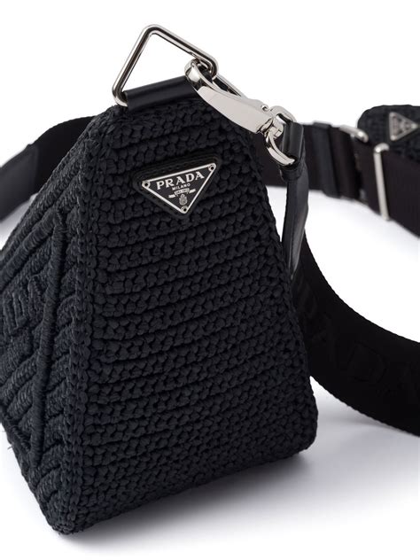 Prada Raffia Triangle Shoulder Bag Black Farfetch Uk