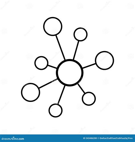 Hub Flat Network Icon Connect Structure Vector Symbol Isolated On