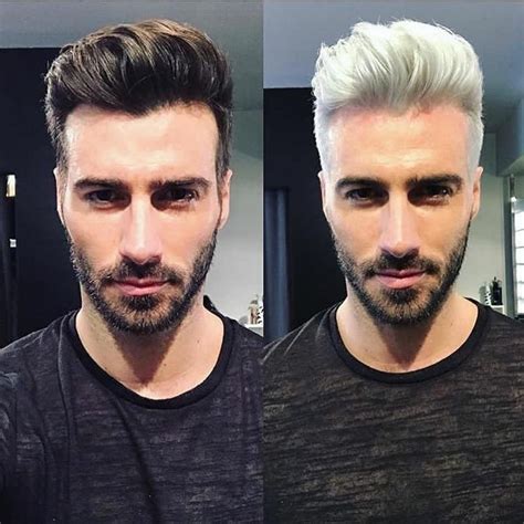 Image May Contain 2 People Beard And Closeup Platinum Blonde Hair Men Men Hair Color Dyed