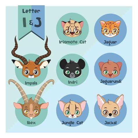 Animal portrait alphabet - Letter I and J 532579 Vector Art at Vecteezy