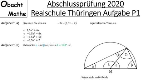 Abschlussprüfung Mathe 2020 Realschule Thüringen Pflichtaufgabe P1