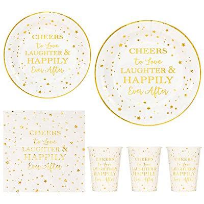 Crisky Gold Bridal Shower Napkins Plates Cups Set For Bride Wedding