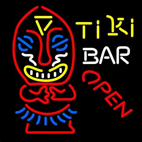 Tiki Bar Open Palm Tree Bamboo Hut Led Neon Sign Tiki Bar Open Neon