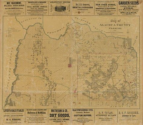 Map Of Alachua County Florida Fl S Home Deco Style Old Wall