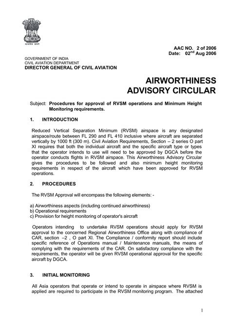 advisory circular 68 1 1