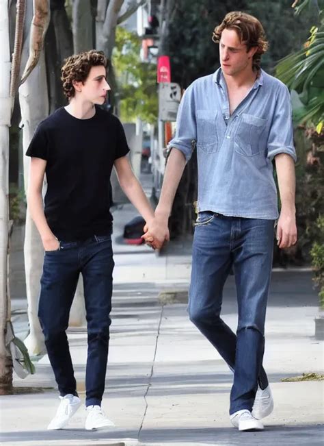 Photo Of Timothee Chalamet Kissing Boyfriend Armie Stable Diffusion