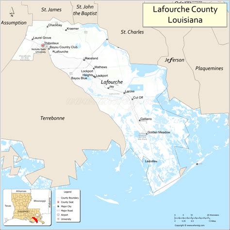 Map Of Lafourche Parish Louisiana Showing Cities Highways Important