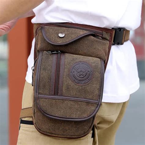 Leisure Men Canvas Drop Leg Bag Waist Fanny Pack Belt Hip Bum Military