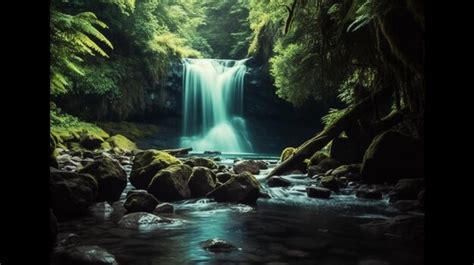 Premium Ai Image Waterfall Landscape Hd 8k Wallpaper Stock