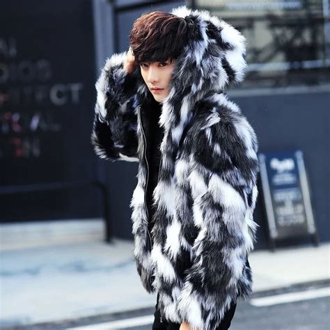 Faux Fur Jacket Men Men Jackets Winter Mens Faux Fur Coat Faux Fur Overcoat Winter