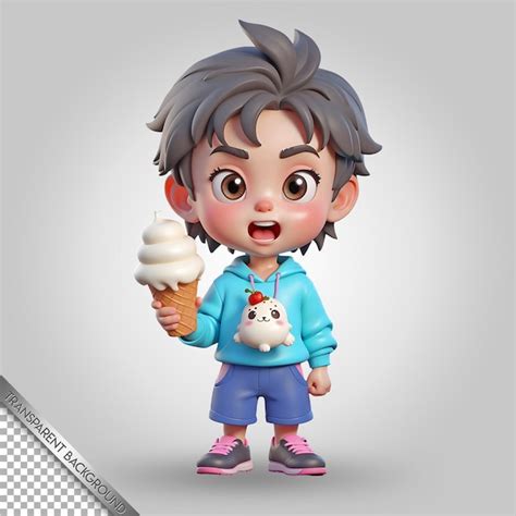 Un Personaje De Dibujos Animados Con Un Cono De Helado En La Mano PSD