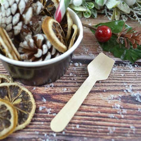 95mm Disposable Biodegradable Wooden Ice Cream Spade Spoons