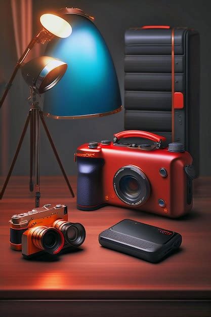 Premium AI Image | arrangement of professional photographer equipment