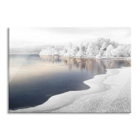 Union Rustic Glasbild Winterlandschaft Mit Schnee Wayfair De