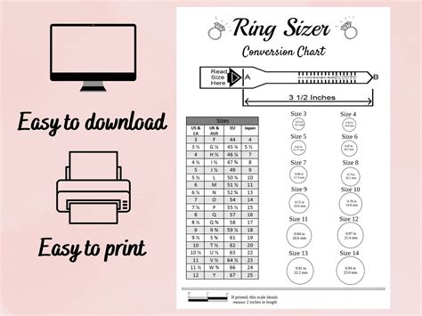 Ring Size Chart Printable Ring Sizer Conversion De Taille De Bague