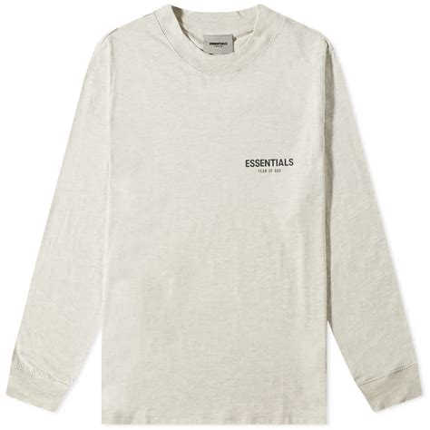 Fear Of God Essentials Long Sleeve Summer Core Tee Light Heather Oatmeal End Nz