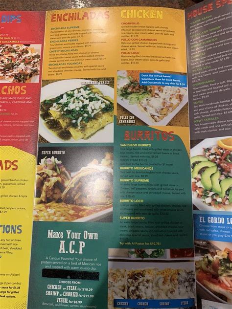 Menu At Cancun Mexican Restaurant Sneads Ferry State Hwy 210