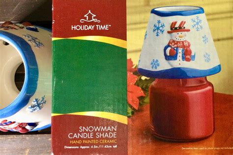 Snowman Candle Shade Hand Painted Ceramic Candle Shade Winter Patriotic Snowman Usa Red White