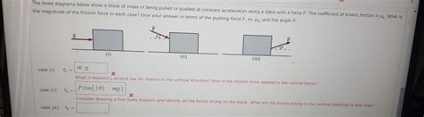 Solved The Three Diagrams Below Show A Block Of Mass M Being Chegg