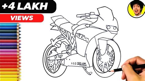 How To Draw Ktm Bike Step By Step For Beginners Ktm Rc200 Drawing Bike Drawing Youtube