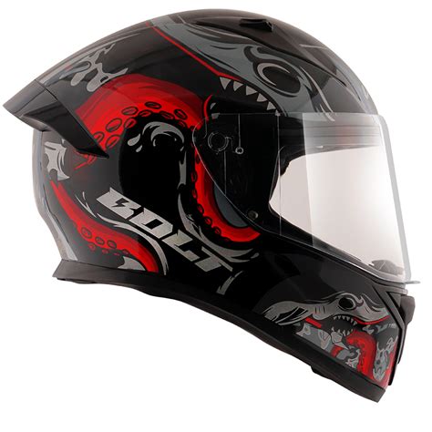 Vega Bolt Octopus Helmet Black Red Arihant Helmets