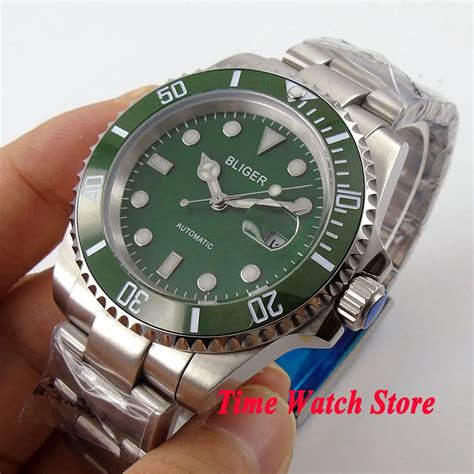 Bliger Mm Green Dial Luminous Saphire Glass Green Ceramic Bezel