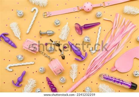 Стоковая фотография 2241232259 Sex Toys Christmas Decor On Yellow Shutterstock