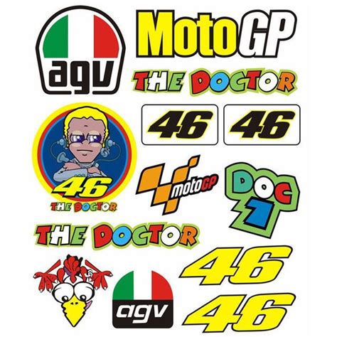 Valentino Rossi Motorcycle Sticker 46 VR46 The Doctor Helmet Decal