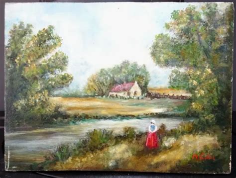 TABLEAU HUILE SUR panneau Fin XIXe début 1900 Paysage Barbizon