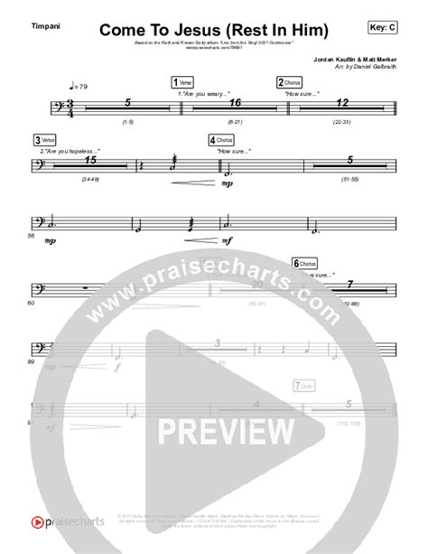 Come To Jesus Rest In Him Timpani Sheet Music PDF Keith Kristyn