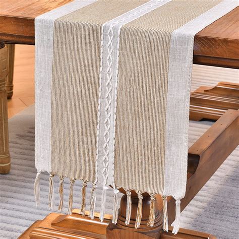 Wracra Embroidery Cotton Linen Table Runner Indoor Outdoor Farmhouse