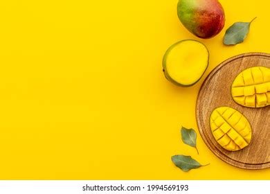 Mango Fruits Mango Cubes Bowl Tropical Stock Photo