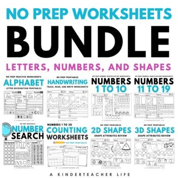 Back to School Math and Literacy Worksheets by A Kinderteacher Life