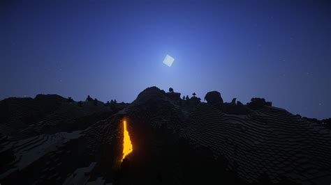 Wallpaper Minecraft Sun Moon Lava Water Shaders Black X