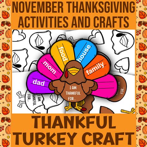 November Thanksgiving Activities and Crafts - I Am Thankful for - Turkey Building Craft | Made ...