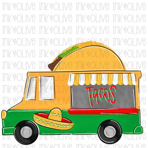 Watercolor Taco Truck Mexican Taco Tuesdays Digital Download Etsy