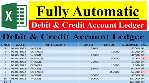 How To Create Debit And Credit Ledger In Ms Excel Debit And Credit