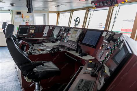 premium photo navigational bridge  big cargo ship wheelhouse