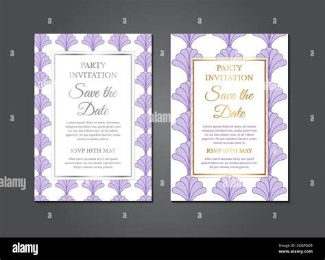 Elegant Luxury Purple Save The Date Invitation Design Stock Vector