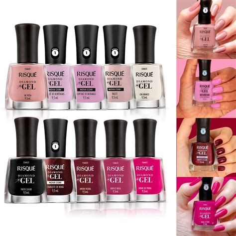 Esmalte Gel Onde Comprar - Kit 10 Esmaltes Gel Risque Diamond Efeito Gel Coleção Nova Esmalte ...