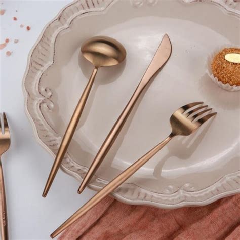 Jomu Matte Polished Piece Rose Gold Flatware Set Urban Kitchen