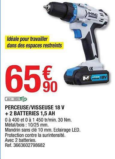 Promo Perceuse Visseuse V Batteries Ah Chez Brico D P T