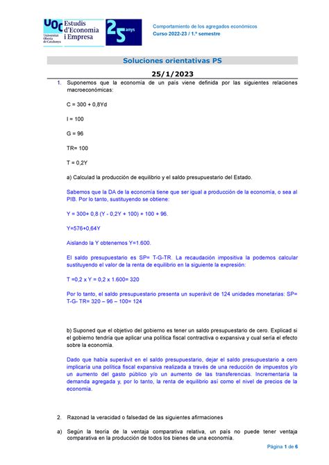 Soluciones Propuestas Prueba De Sintesis Comportamiento De Los