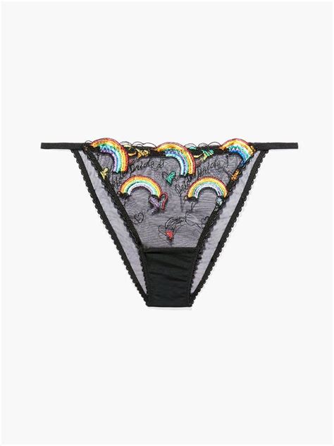 Savage X Pride Embroidered String Bikini In Black Multi Savage X