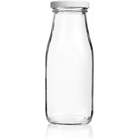 California Home Goods Glass Milk Bottles With Lids 11oz Set Of 12 Juice Bottles Vintage