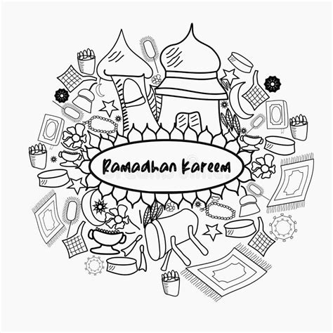 Doodle Ramadan Or Muslim Event Cute Islamic Doodle Hand Drawn Vector