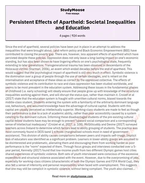 Persistent Effects of Apartheid: Societal Inequalities and Education ...