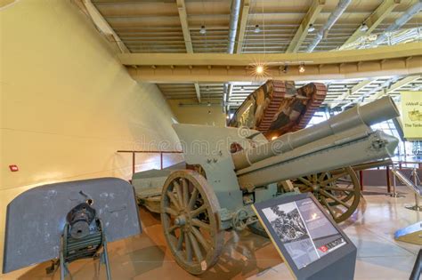 World War German Mm Howitzer Cannon In Museum Exhibit Editorial