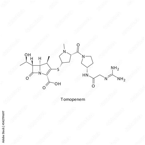 Tomopenem flat skeletal molecular structure Carbapenem drug used in ...