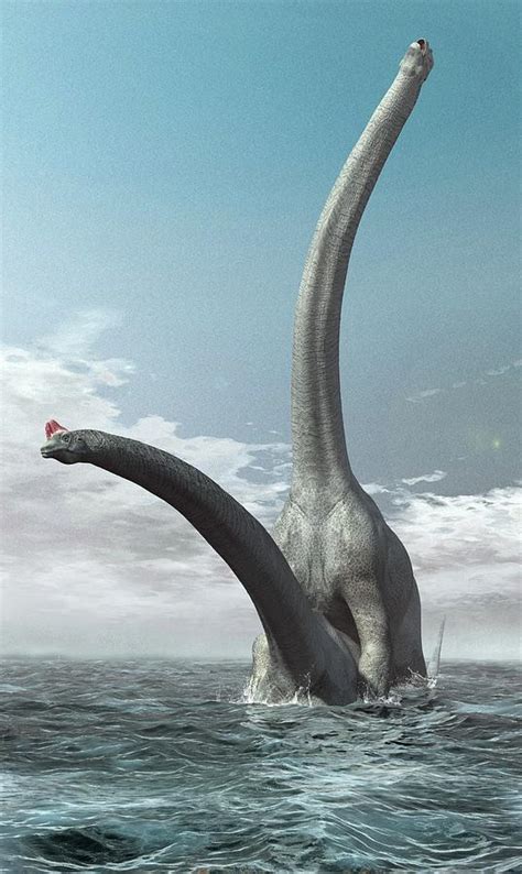 Sauroposeidon Dinosaurs Mating Photograph By Jose Antonio Pe As Fine